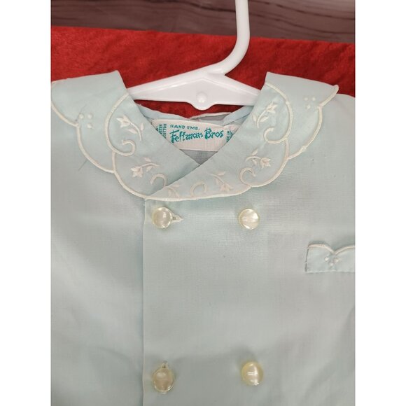 Vintage Heffman Bros Baby Boys Light Blue Hand Embroidered Christening Gown - Picture 7 of 9